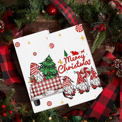 Christmas Kitchen Towels Gnomes Truck and Tree - 18x26 In - Red, 2 Pack Variation