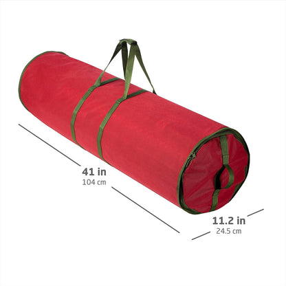 ZOBER Gift Wrap Storage Organizer - 40 Inch Waterproof Holder for 25 Rolls - Red Christmas Design