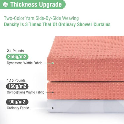 Dynamene Extra Long Shower Curtain - 84 Inch Long Waffle Weave Heavy Duty Fabric Bathroom Shower Curtain, Neutral Weighted Hotel Thick Bath Curtain Set with 12 Plastic Hooks,72x84, Coral