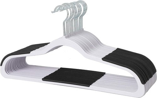 Finnhomy Heavy Duty Plastic Hangers - 50 Pack with Non-Slip Pads | Space-Saving Organizer for Closet, White