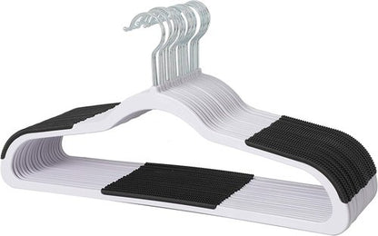 Finnhomy Heavy Duty Plastic Hangers - 50 Pack with Non-Slip Pads | Space-Saving Organizer for Closet, White