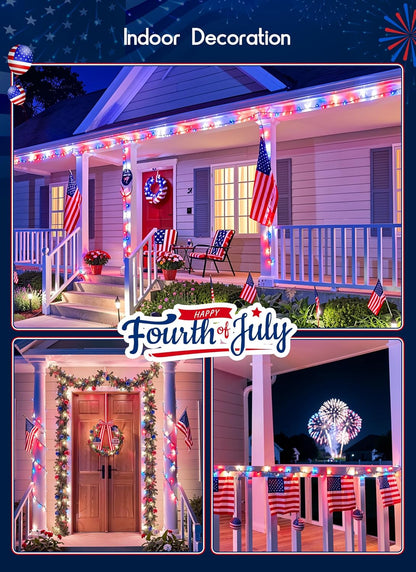 Minetom Christmas Lights - 100 Count Waterproof Mini String Lights for Indoor/Outdoor Holiday Decor | Red, White, Blue