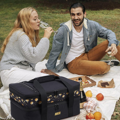 MIER Insulated Casserole Carrier Bag - Perfect for Lasagna & Potluck Parties | Fits 9 x 13 Inches, Expandable, Black