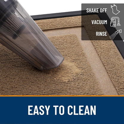 OLANLY Waterproof Front Door Mat - All-Season, Sturdy Natural Rubber, Easy Clean | 71x47, Light Brown
