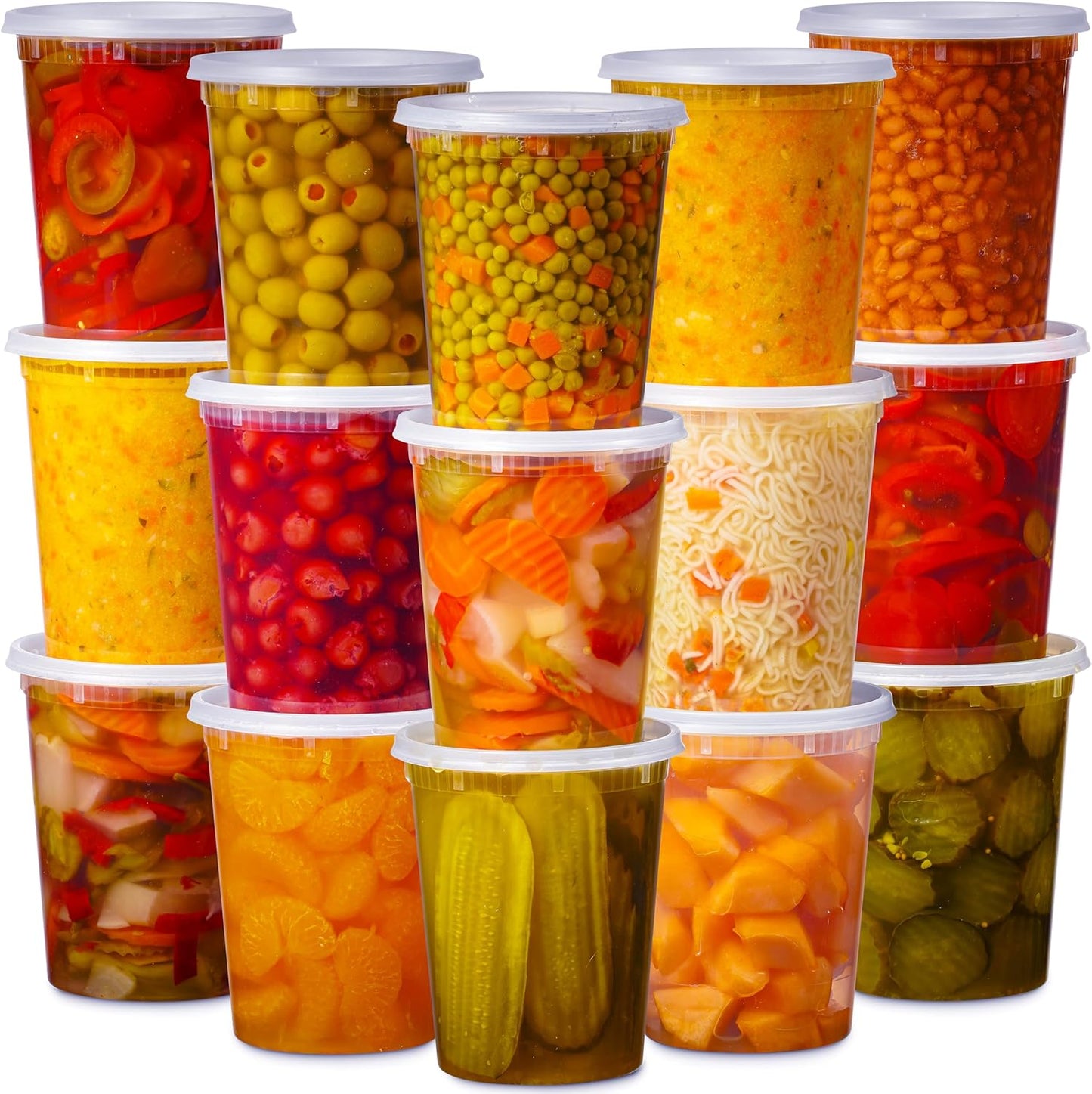 Skiennix 48 Pack Plastic Deli Containers - Clear, BPA-Free, Leakproof Meal Prep Storage | 16 & 32 oz