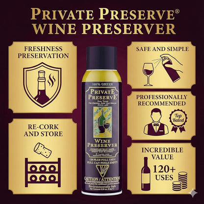 Private Preserve Wine Preservation System | 100% Green Gas Based | Suitable for all Wine, Port, Sake, Cognac, Whiskey, Fine Oil and Vinegar