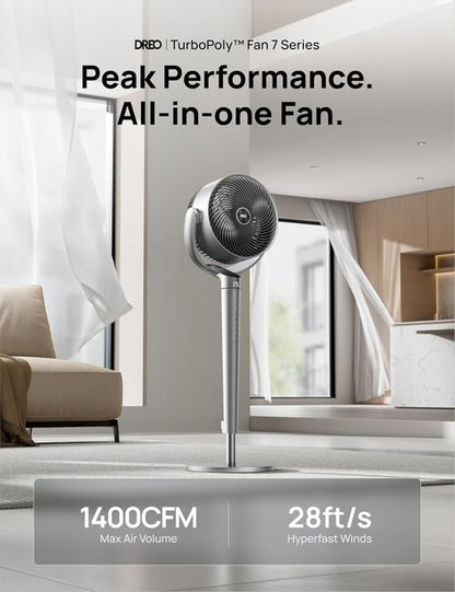 Dreo Smart Fan - 110ft Quiet Pedestal Fan with 150° Omni-Directional Oscillation | 9 Speeds, 43" Height, Smart Control