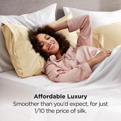 Bedsure Satin Pillowcase - Luxurious Silk-Like Feel | Standard Size 20x26 Inches, Champagne Gold, 2 Pack