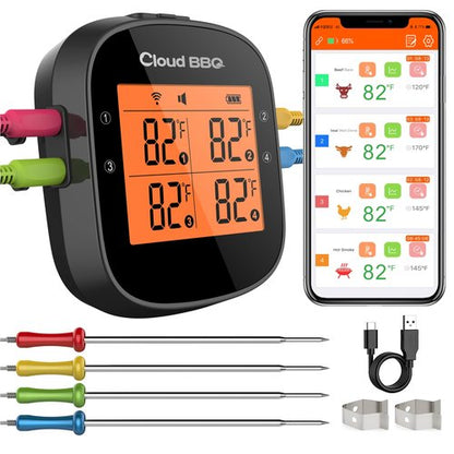 500FT Digital Meat Thermometer Wireless Thermometer with Multy Probes Bluetooth Thermometer Kitchen Thermometer for Smoker Grilling Oven (FS-52)