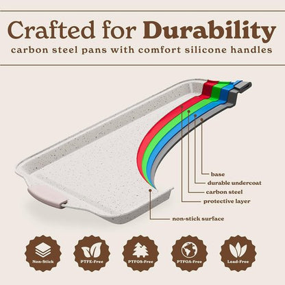 Country Kitchen Nonstick Bakeware Set - Durable & Easy Release, 10-Piece Cream Collection