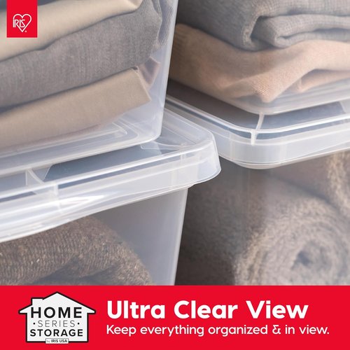 IRIS USA Storage Bins - 12-Pack Clear Stackable Containers for Shoes | 17 Quart BPA-Free Plastic