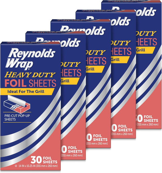 Reynolds Wrap Heavy Duty Aluminum Foil Sheets - Pre-Cut Pop-Up, 14 x 10.25 Inches | 150 Total Sheets