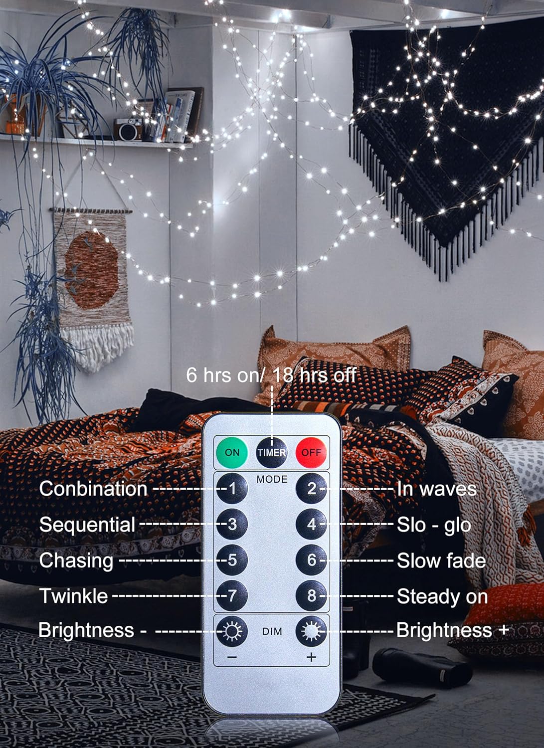 33Ft 100LED Outdoor String Lights - Pure White Fairy Lights with Remote | Waterproof Twinkle Lights for Indoor & Outdoor Decor