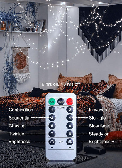 33Ft 100LED Outdoor String Lights - Pure White Fairy Lights with Remote | Waterproof Twinkle Lights for Indoor & Outdoor Decor