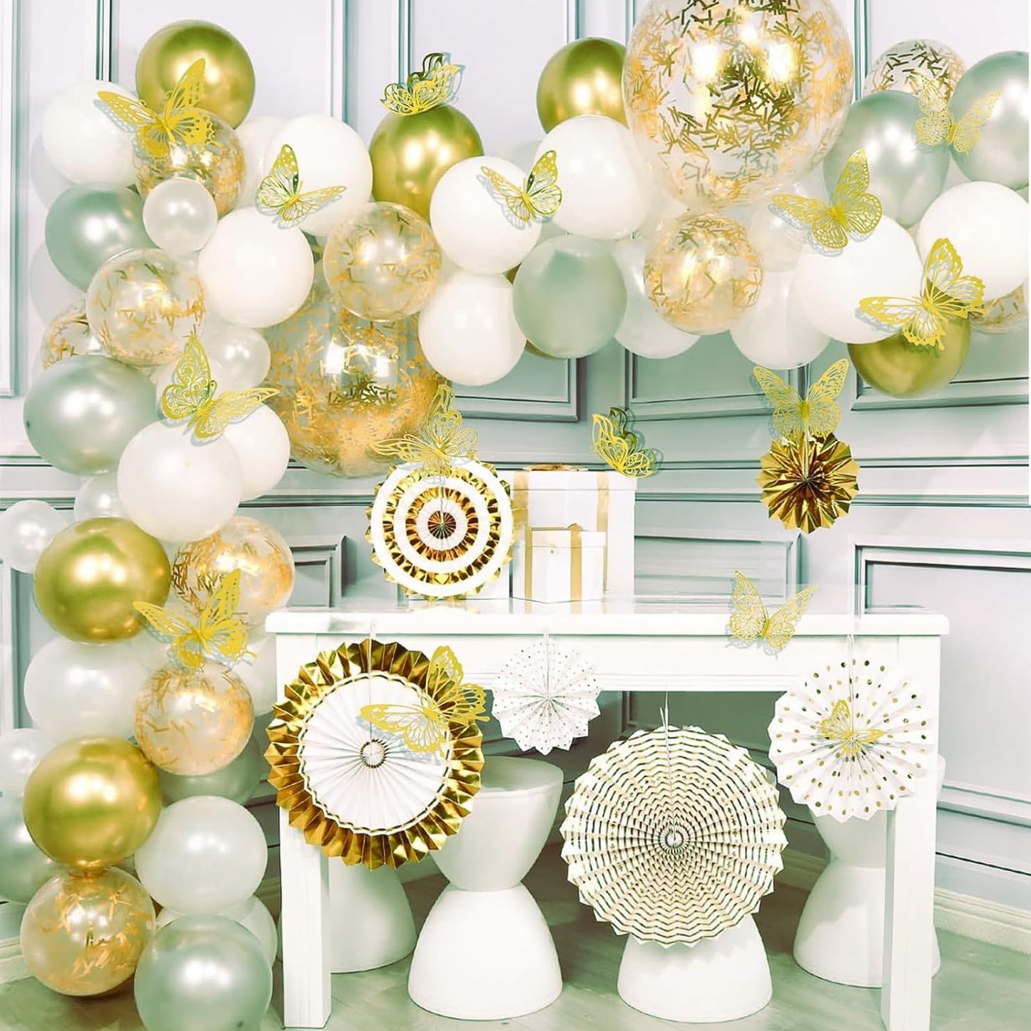 Pymin Butterfly Wall Decor 12 PCS, 3D Butterflies Stickers for Party Decorations with Magnets (Gold, 12)