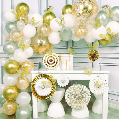 Pymin Butterfly Wall Decor 12 PCS, 3D Butterflies Stickers for Party Decorations with Magnets (Gold, 12)