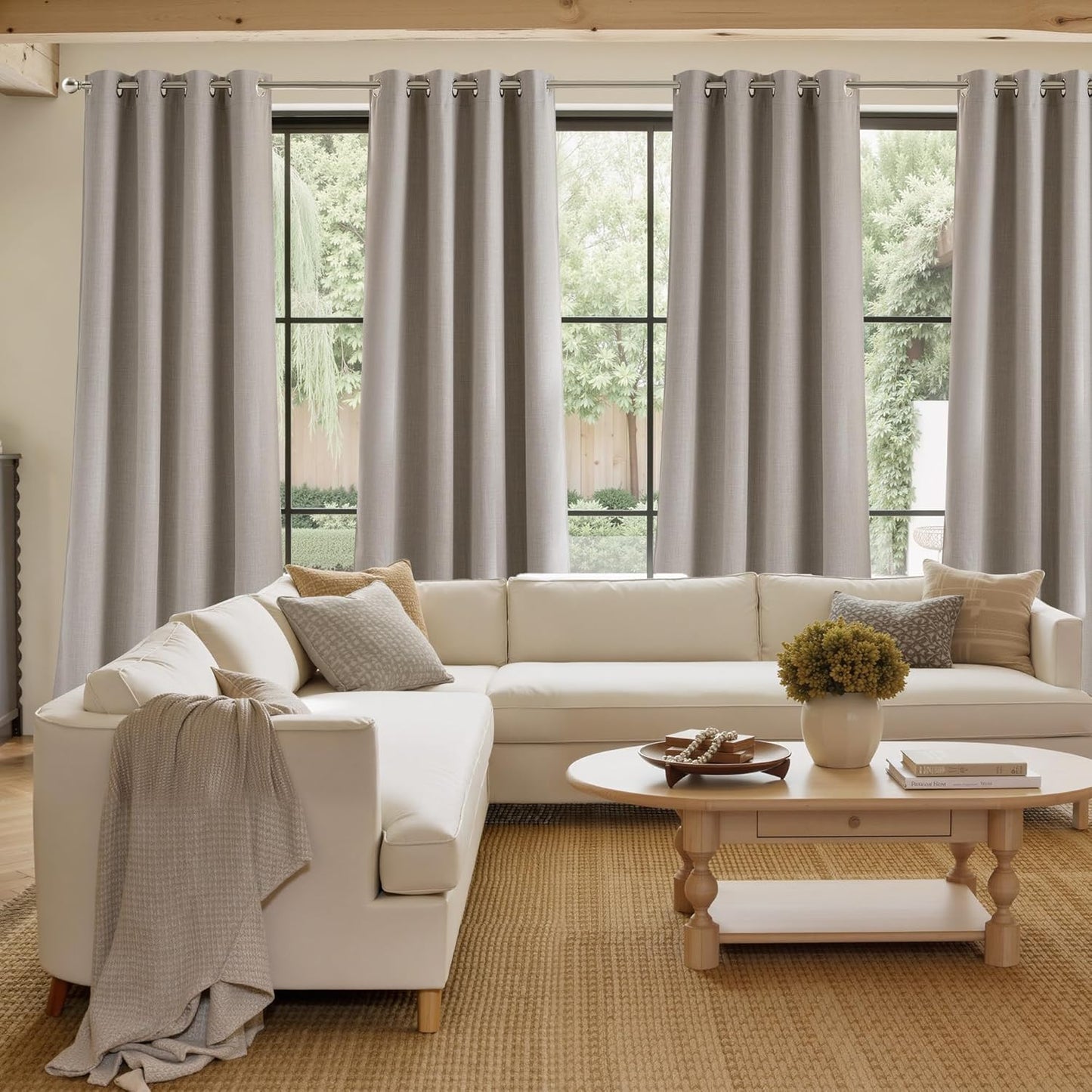 NICETOWN Blackout Curtains | Short Faux Linen Angora | 63-Inch Privacy Panels for Kitchen & Living Room, 2 Panels