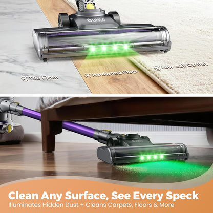 UML0 Cordless Vacuum Cleaner - 40Kpa Powerful Suction | 45 Mins Runtime, 1.6L Dust Box, Anti-Tangle