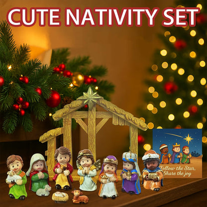 Nativity Scene Figurine Set by 2025 - 12-Piece Christmas Manger Display with Holy Family & Wise Men | Gift-Boxed Holiday Décor