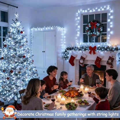 JMEXSUSS 66ft 200 LED White Christmas Lights - Connectable Twinkle String Lights for Indoor/Outdoor Decor