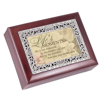 Rosewood Jewelry Music Box - Plays Wonderful World with Photo Frame 8x6x2.5 in