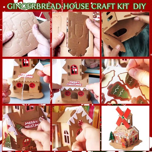 JeVenis Gingerbread House Craft Kit - DIY 3D Building Set for Christmas & New Year Decorations