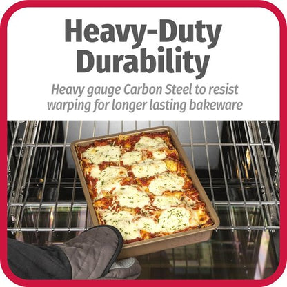 GoodCook BestBake Nonstick Bronze Baking Pan - 9" x 13" Textured Carbon Steel, Scratch-Resistant, Easy Cleanup