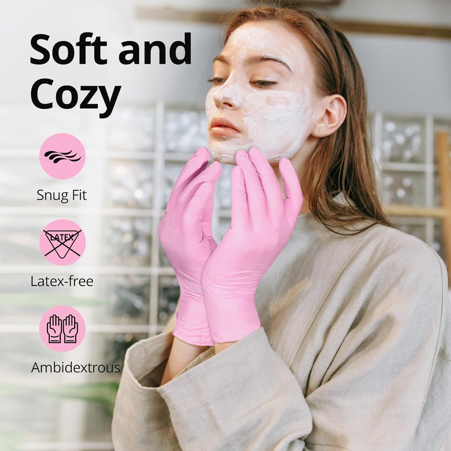 SwiftGrip Disposable Exam Gloves - Pink, X-Small, Powder-Free, Latex-Free, 50-Count Box for Medical Use
