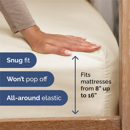 Skiennix Full Size 4-Piece Sheet Set - Comfy, Breathable & Cooling Bedding - Ultra-Soft, Deep Pockets, Off White