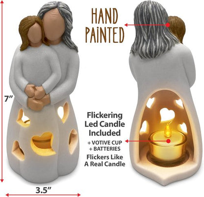 Gigi Hand-Painted Grandma-Granddaughter Candle Holder - Unique LED Gift for Birthdays & Christmas