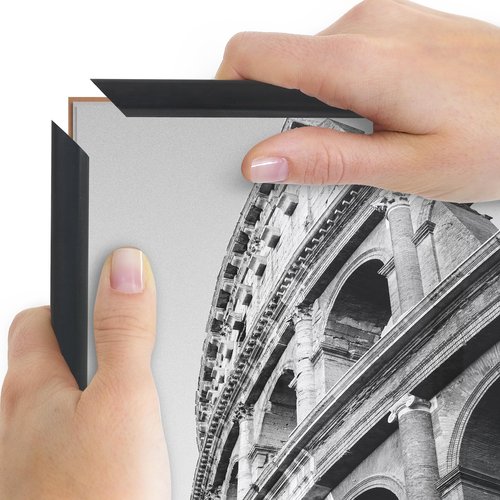 Americanflat 12x16 Picture Frame with Polished Front Cover - Set of 3 - Slide-In Photo Frame with Buildable Molding - Fusion Collection - Picture Frames for Wall Display - Black