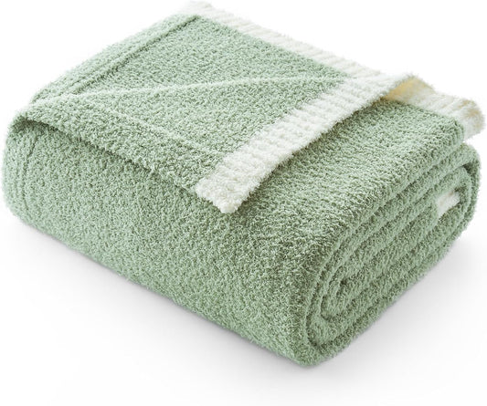 Snuggle Sac Ultra Soft Throw Blanket - Reversible Sage Green Microfiber | Cozy 50x60 Inches Gift for Women