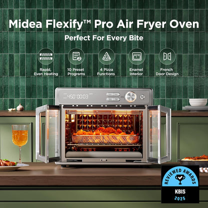 Midea Flexify Pro Toaster Oven Air Fryer Combo - 26.4 QT French Door Design | Graphene Juicy-Lock Cooking, 450°F