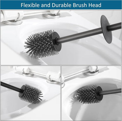 BVL Toilet Brush and Holder Set - Stylish Black Freestanding Design for Modern Bathrooms