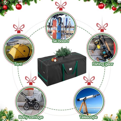 BALEINE Christmas Tree Storage Bag - Heavy Duty 900D Oxford Fabric, Extra Large with Dual Zippers (Black)