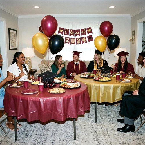 Buryeah 12 Pcs Burgundy & Gold Round Table Cloths - 84 Inch Waterproof Disposable Covers for Events