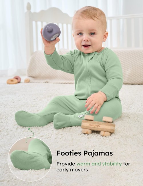 Yoofoss Baby Pajamas 100% Organic Cotton Baby Sleepers for 0-3 Months Boys Girls Clothes, 3-Pack Soft infant Toddler Footed PJs with Mitten Cuffs, Zipper Footies Pajamas