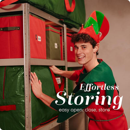 Christmas Tree Storage Bag for 9 ft - Durable Waterproof Tote with Dual Zippers & Handles (Green) - Includes Space for Accessories