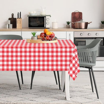 Kopokita Red Gingham Tablecloth - 54 x 108 Inches | Disposable Plastic Checkered Table Covers