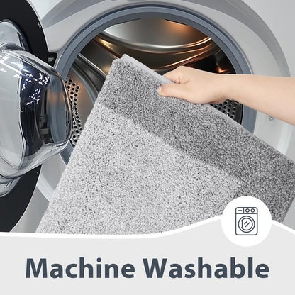 anllugs Bathroom Rugs 24" x 60", Non-Slip Extra Soft Absorbent Bath Rugs, Machine Washable Quick Dry Bath Mats for Bathroom Floor, Shower, Bathtub and Sink, Light Grey & Grey
