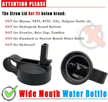 Hydro Flask Replacement Straw Lid - Durable Top Lid with Straw for 32, 40, 64 oz Wide Mouth Bottles