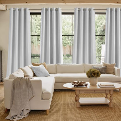 NICETOWN Short Faux Linen Greyish White Blackout Curtains 63 inches Long for Kitchen - Privacy Panels for Living Room Bedroom, Modern Farmhouse Style Easy Care Grommet Top, 2 Panels, W42 by L63
