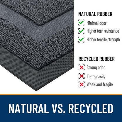 OLANLY Front Door Mat Indoor Outdoor Entrance, Waterproof All-Season, All-Weather Doormat, Sturdy Natural Rubber, Low Profile, Easy Clean Patio Porch Entryway Mat, 71x47, Charcoal Gray