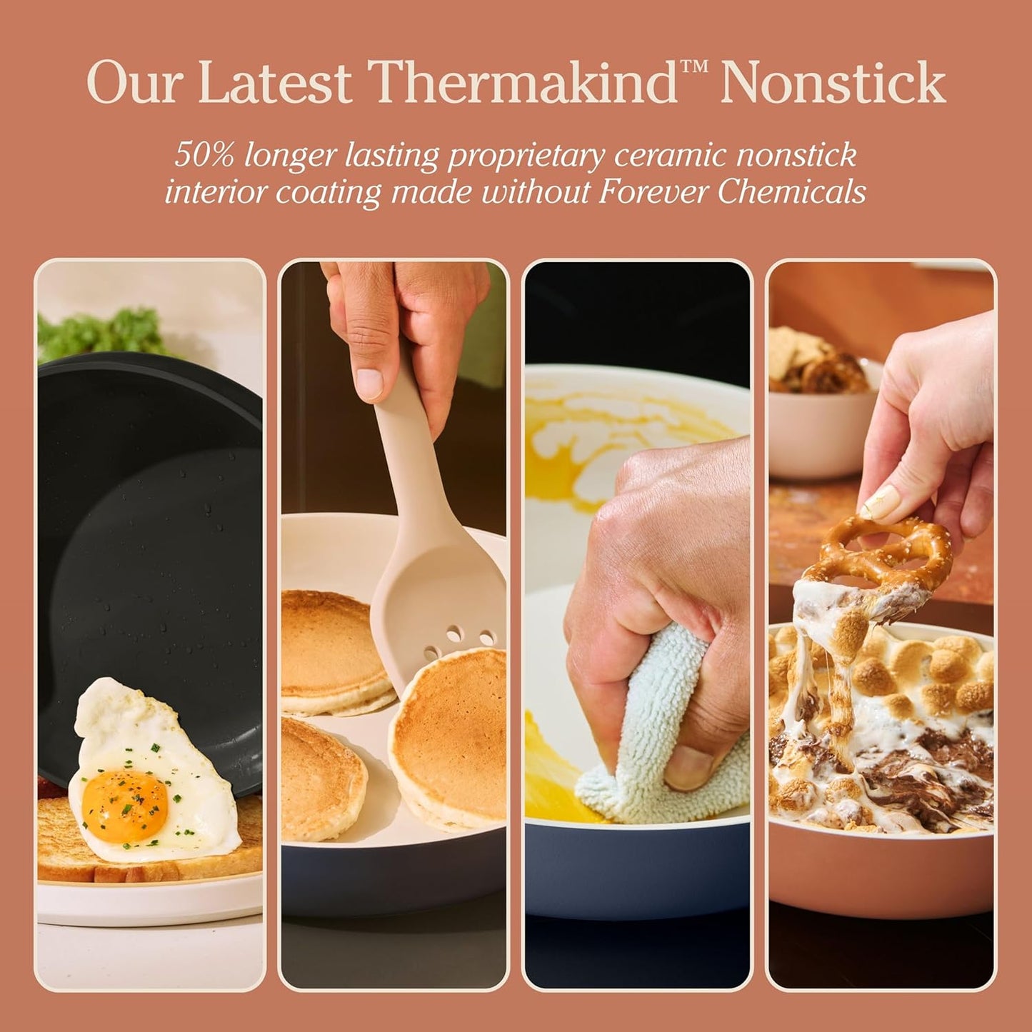 Our Place 17-Piece Complete Cookware Set - Nonstick Ceramic Fry Pans, Saucepans & More | Oven Safe to 450°F | Cream
