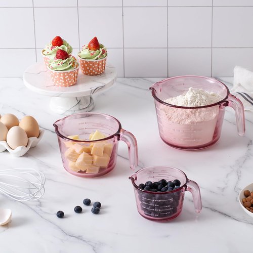 COOK WITH COLOR Glass Measuring Cups - Perfect for Cooking & Baking | Stylish Purple Design