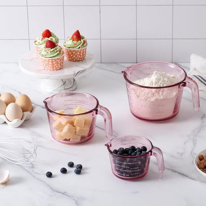 COOK WITH COLOR Glass Measuring Cups - Perfect for Cooking & Baking | Stylish Purple Design