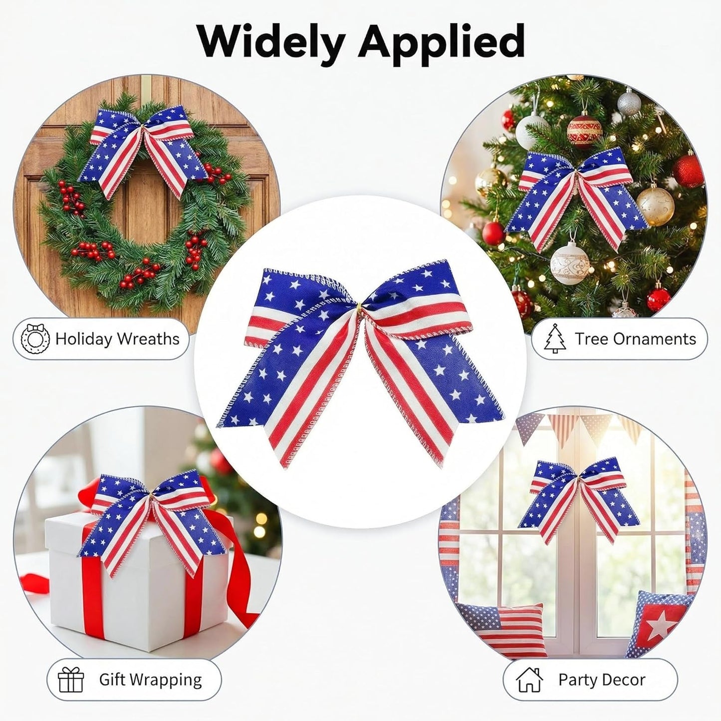 Regine Switzerland Patriotic USA Bows - 12 Pack Red White Blue Decorations for 4th of July & Memorial Day