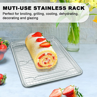 Natural Aluminum Half Sheet Pans Set by [Brand Name] - 18 Inch Commercial Quality, Nonstick & Warp Resistant Baking Trays