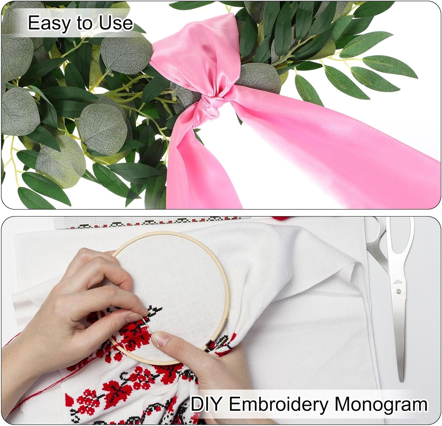 Uxcell Wreath Sash - 58" x 4" Pink Satin Blank Sash for Embroidery & Monogram Decor