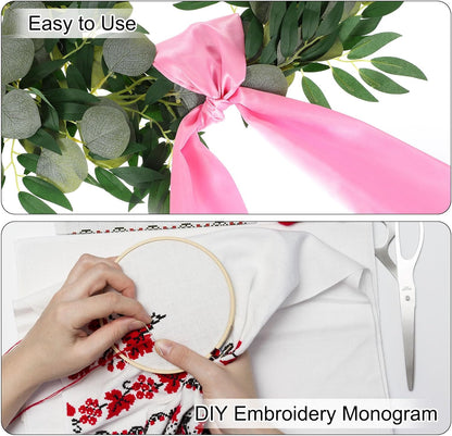 Uxcell Wreath Sash - 58" x 4" Pink Satin Blank Sash for Embroidery & Monogram Decor